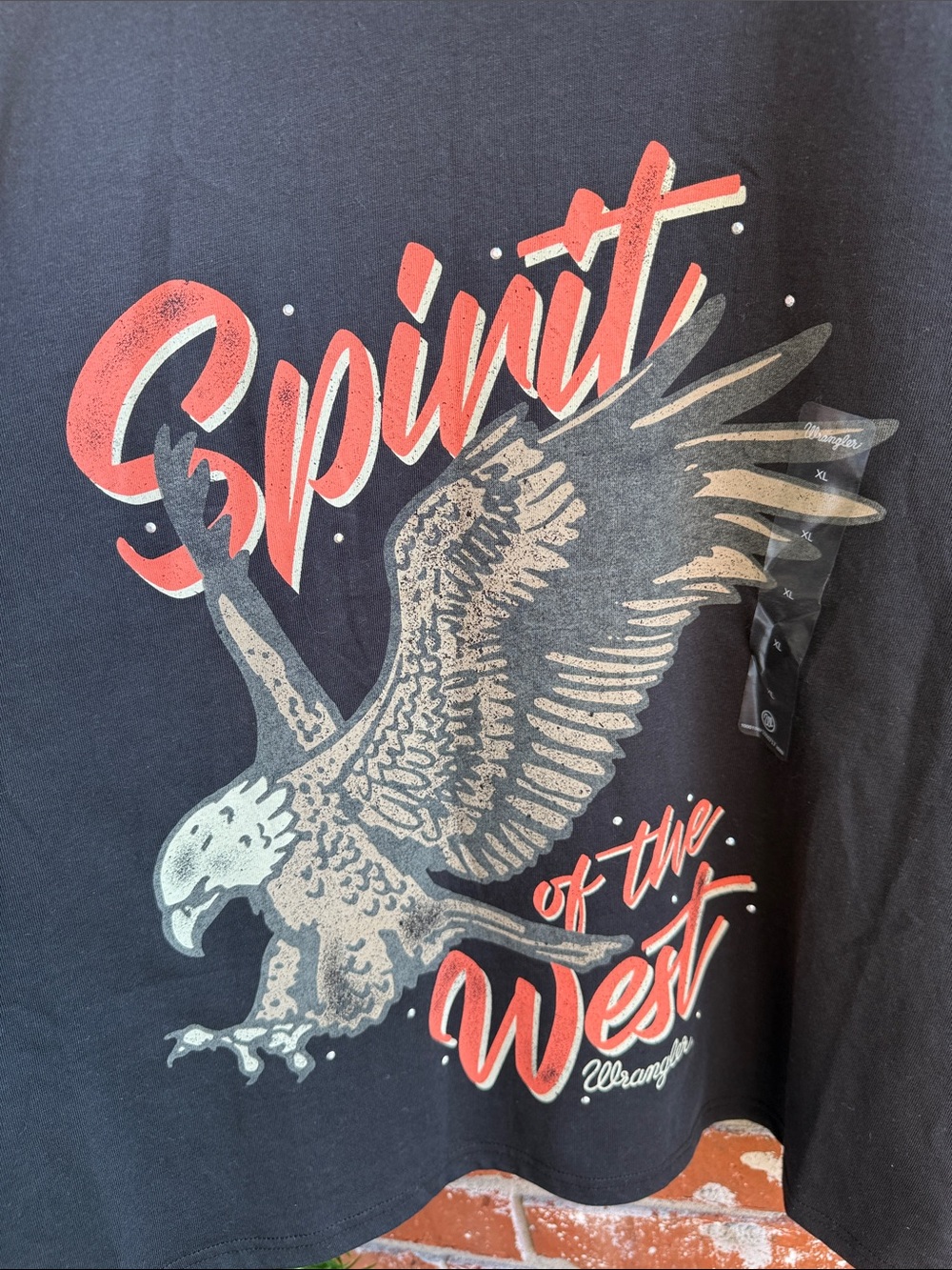 Wrangler Black Short Sleeve Tee with Red and Cream Eagle Graphic - Picture 2 of 6